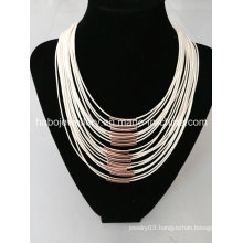 Fashion Jewelry/ Leather with Brass Tube Necklace (XJW13525)